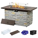PIZZELLO 43" Propane Fire Pit Table, Outdoor Stone Gas Firepit Table