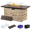 PIZZELLO 43" Propane Fire Pit Table, Outdoor Stone Gas Firepit Table