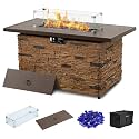 PIZZELLO 43" Propane Fire Pit Table, Outdoor Stone Gas Firepit Table