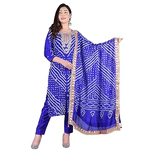 pk hub women39s bandhani art silk unstitched dress material  traditional bandhej print with gota patti work suit set for festive amp ethnic wear