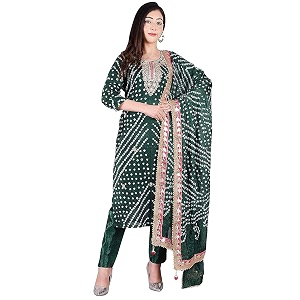 pk hub women39s bandhani art silk unstitched dress material  traditional bandhej print with gota patti work suit set for festive amp ethnic wear