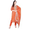 PK HUB Women's Bandhani Art Silk Unstitched Dress Material – Traditional Bandhej Print with Gota Patti Work Suit Set for Festive &amp; Ethnic Wear