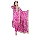PK HUB Women's Bandhani Art Silk Unstitched Dress Material – Traditional Bandhej Print with Gota Patti Work Suit Set for Festive &amp; Ethnic Wear