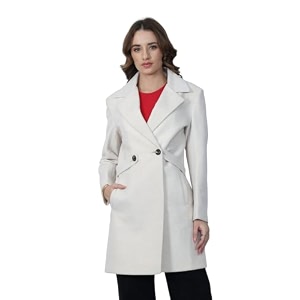 plagg wool trench coat for women winter wear with belt