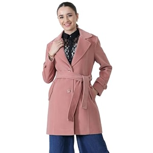 plagg wool trench coat for women winter wear with belt