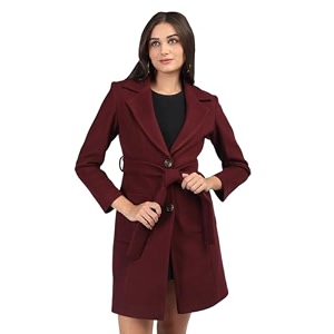 plagg wool trench coat for women winter wear with belt