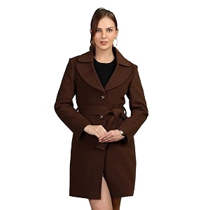 plagg wool trench coat for women winter wear with belt
