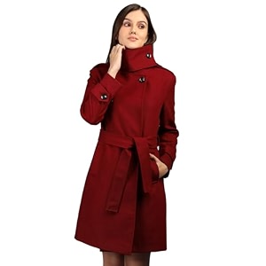 plagg wool trench coat for women winter wear with belt