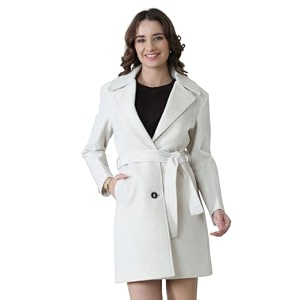 plagg wool trench coat for women winter wear with belt