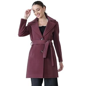 plagg wool trench coat for women winter wear with belt