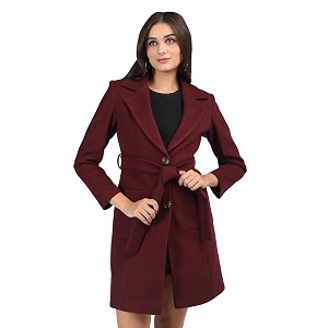 plagg wool trench coat for women winter wear with belt