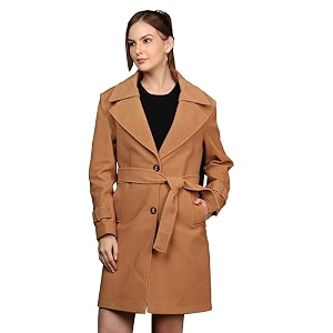 plagg wool trench coat for women winter wear with belt