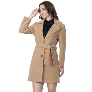 plagg wool trench coat for women winter wear with belt