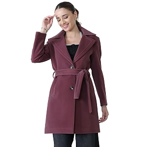 plagg wool trench coat for women winter wear with belt