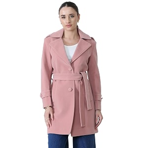 plagg wool trench coat for women winter wear with belt
