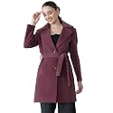 PLAGG Wool Trench Coat for Women Winter Wear With Belt