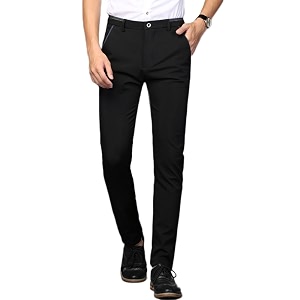 PlaidPlain Mens Stretch Dress Pants Slim Fit