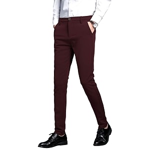 PlaidPlain Mens Stretch Dress Pants Slim Fit