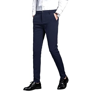 PlaidPlain Mens Stretch Dress Pants Slim Fit