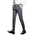 PlaidampPlain Men39s Stretch Dress Pants Slim Fit