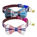 Plaid Dog Collar with Bow 2 PackSet