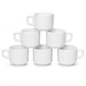 plain glossy finish ceramic tea amp coffee cup 125 ml  bone ash free ceramic mug  microwave amp dishwasher safe coffee mug  aesthetic cup for home office amp caf  ivory white set of 6