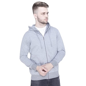 Plain Zip Neck Hooded Winter Cotton Sweatshirt