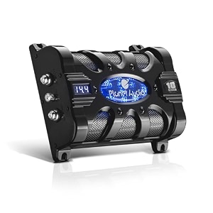 planet audio pc10f 10 farad capacitor with digital voltage display and blue illumination