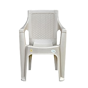 plastic mid back with arm chair comfortable chair for living room study office home balcony garden with back and armrests support - marble beige pack of 4