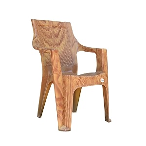 plastic mid back with arm chair comfortable chair for living room study office home balcony garden with back and armrests support - teakwood pack of 2