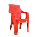 Plastic Mid Back with Arm Chair Comfortable Chair for Living Room, Study, Office, Home, Balcony, Garden with Back and Armrests Support - Red (Pack of 4)