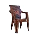 Plastic Mid Back with Arm Chair Comfortable Chair for Living Room, Study, Office, Home, Balcony, Garden with Back and Armrests Support - Rosewood (Pack of 2)