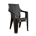 Plastic Mid Back with Arm Chair Comfortable Chair for Living Room, Study, Office, Home, Balcony, Garden with Back and Armrests Support - Brown (Pack of 2)