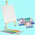 Planet of Toys Painting Set For Kids 6-12 Years Boys & Girls | Canvas Kit With Wooden Easel Stand | Water Color Tube, Color Mixing Palette & 6 Brushes