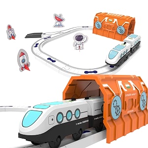 42-piece diy space-themed battery operated magnetic toy train set with tracks engine tunnel amp accessories  educational stem toy for kids age 3  train set gift boys amp girls