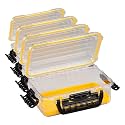 Plano Guide Series 3600 Field Box Waterproof Case, Medium, Waterproof Dry Box with Wrist Strap for Boat, Kayak, and Camping, Outdoor Gear Storage, 11" L x 7" W x 4" H, Clear/yellow (Pack of 4)
