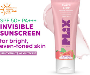 the plant fix plix sunscreen - spf 50 pa guava glow invisible sunscreen with for uv a
