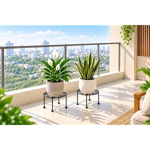 plant stand for indoor amp outdoor plants  heavy-duty metal plant pot stand with 4-leg stable design rust resistant plant holder rack for home balcony garden amp living room set of 2