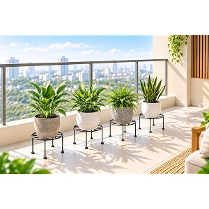 plant stand for indoor amp outdoor plants  heavy-duty metal plant pot stand with 4-leg stable design rust resistant plant holder rack for home balcony garden amp living room set of 4