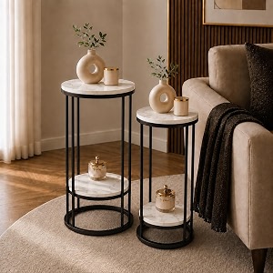 Plant Stand Indoor Outdoor Metal 2-Tier Modern