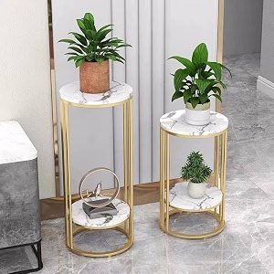 Plant Stand Indoor Outdoor Metal 2-Tier Modern