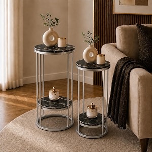Plant Stand Indoor Outdoor Metal 2-Tier Modern