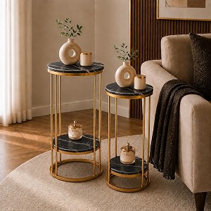 Plant Stand Indoor Outdoor Metal 2-Tier Modern
