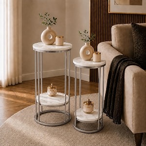 Plant Stand Indoor Outdoor Metal 2-Tier Modern