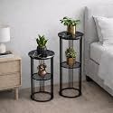 Plant Stand Indoor Outdoor Metal 2-Tier Modern