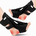 Plantar Fasciitis Night Splint, Adjustable Foot Drop Brace for Achilles Tendon Support, Sleeping Stretch Boot for Heel Pain Relief, Soft Day Night Ankle Support for Men Women (2PC，Black)