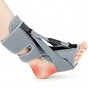 Plantar Fasciitis Night Splint, Adjustable Foot Drop Brace for Achilles Tendon Support, Sleeping Stretch Boot for Heel Pain Relief, Soft Day Night Ankle Support for Men Women (1PC,Grey)