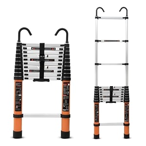 plantex 105 feet 32m telescopic ladderdurable stepscollapsible ladder for home or outdoor workaluminium telescopic ladder - orange