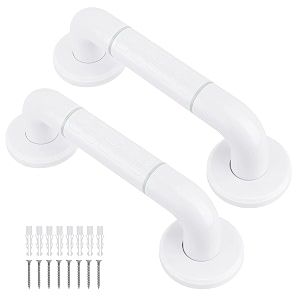 plantex 12 inch strong abs bathroom handle for senior citizennon-slip grab bar for toiletsupport for elderly people - pack of 2 white