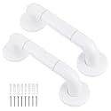 Plantex 12 Inch Strong ABS Bathroom Handle for Senior Citizen/Non-Slip Grab Bar for Toilet/Support for Elderly People - Pack of 2 (White)